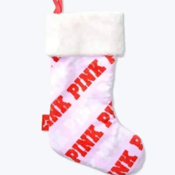 PINK VICTORIA'S SECRET LOGO BATH MAT STOCKING SET HOLIDAY CHRISTMAS